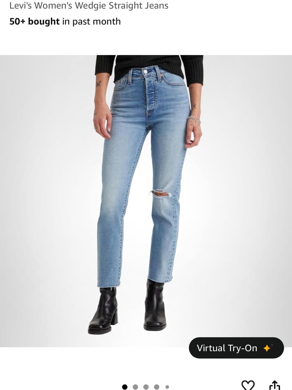 Levi's Light Blue High-Rise Straight Jeans with Knee Rip